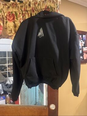 Nike Black Crewneck Hoodie with Silver Embroidered Logo